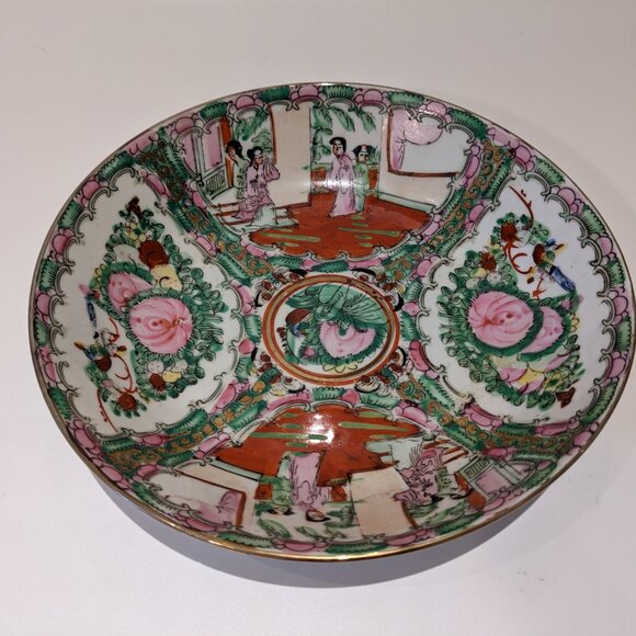 Vintage Chinese Famille Rose Porcelain Bowl – Qianlong Mark Reproduction 9" - Picture 5 of 7